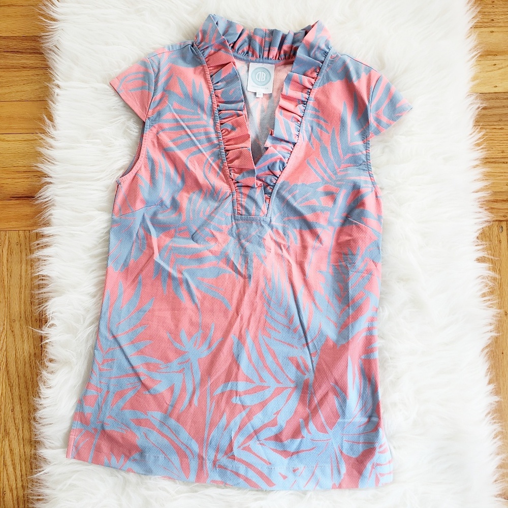 Devon Baer Tropical Ruffle Top Size Xs